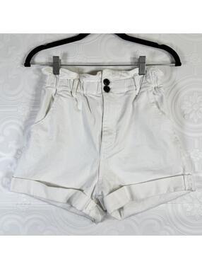 H&M White Paper Bag Denim Shorts High-aisted Size 2